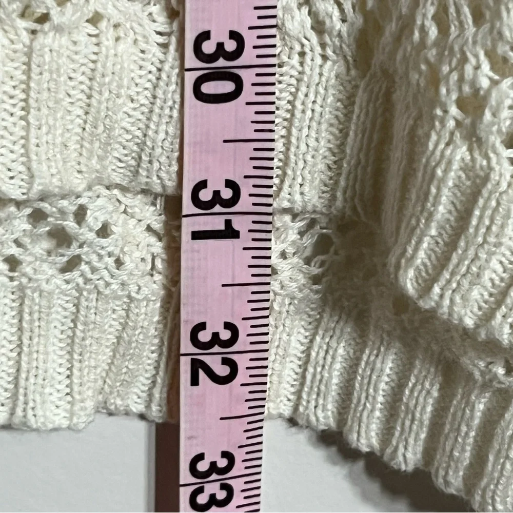 Mossimo Supply Co Cream Open Knit Crochet Cotton Sweater Large L/G‎ Cream White